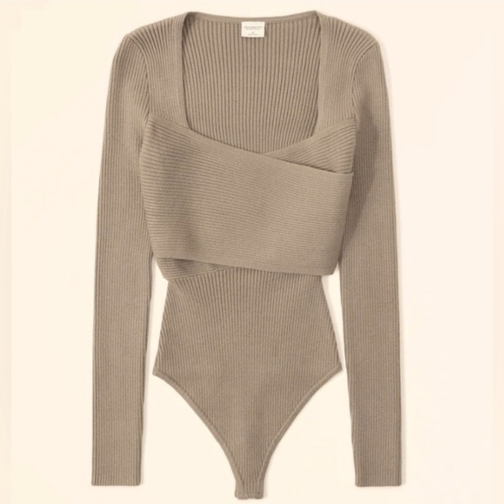 Abercrombie & Fitch Taupe Ribbed Bodysuit